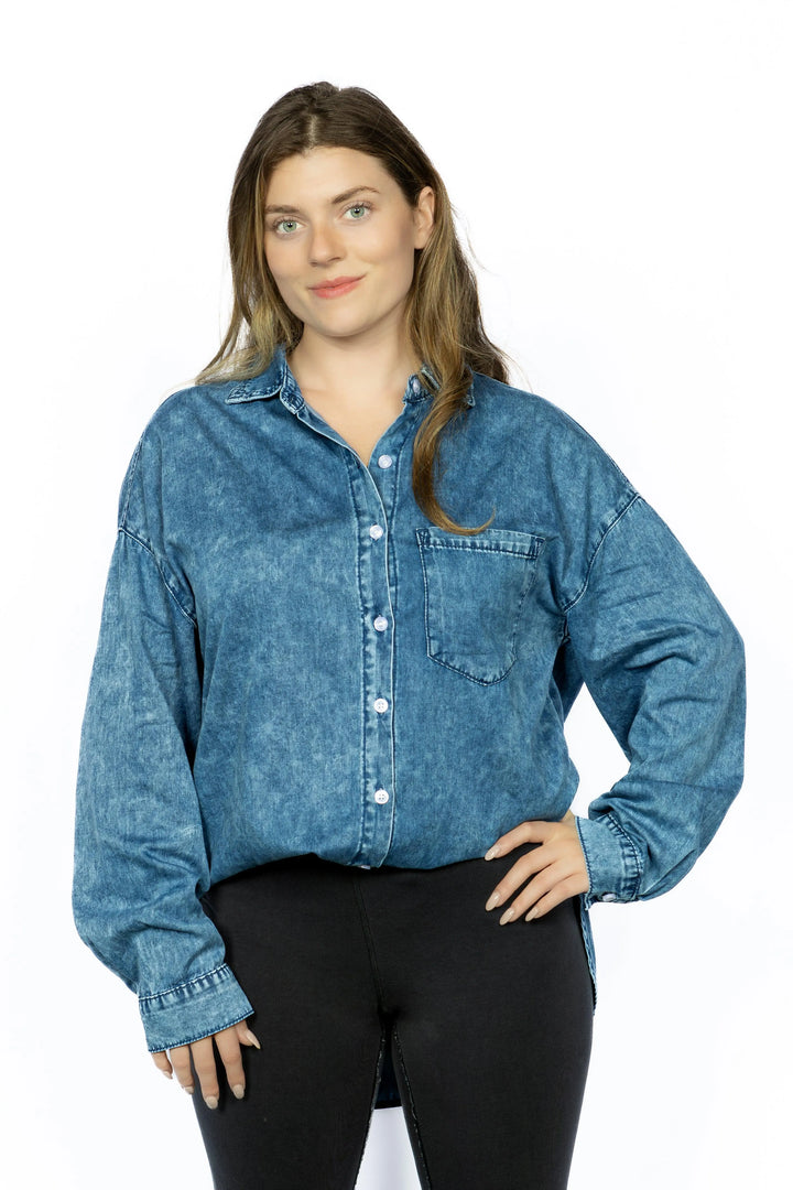 Vintage Washed Denim Shirt - Aria the Fox