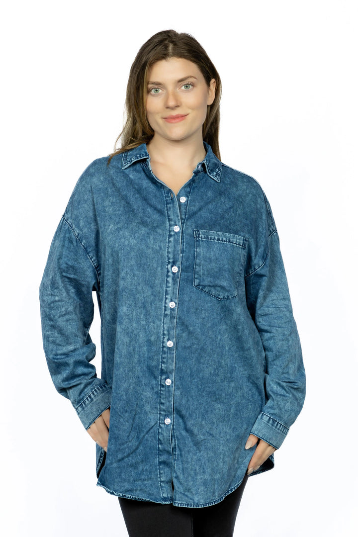 Vintage Washed Denim Shirt - Aria the Fox