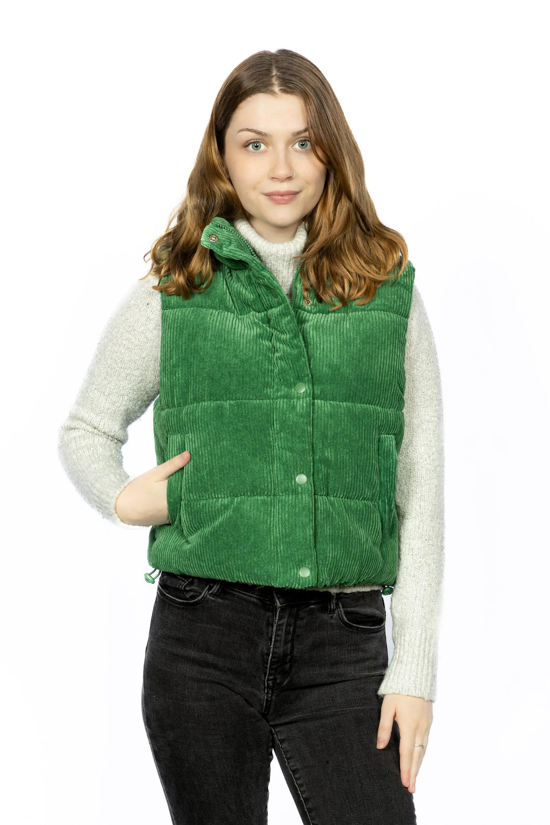 Cropped Corduroy Puffer Vest - Aria the Fox