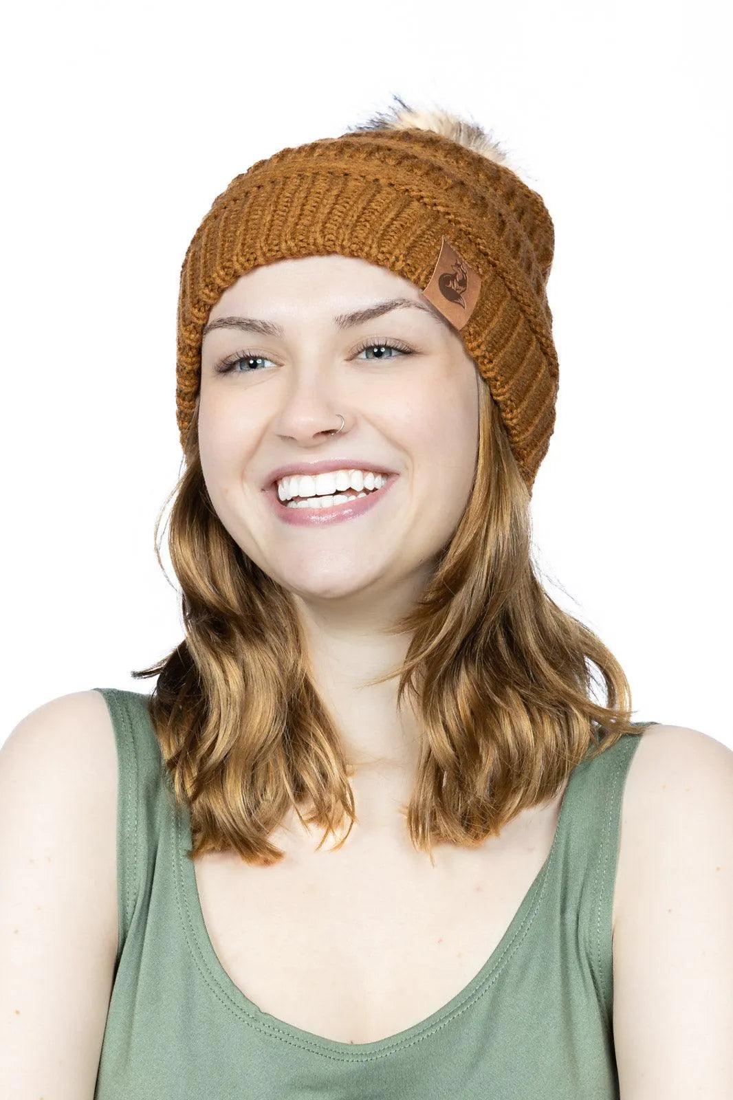 Sequoia Ribbed Knit Hat with Pom - Aria the Fox