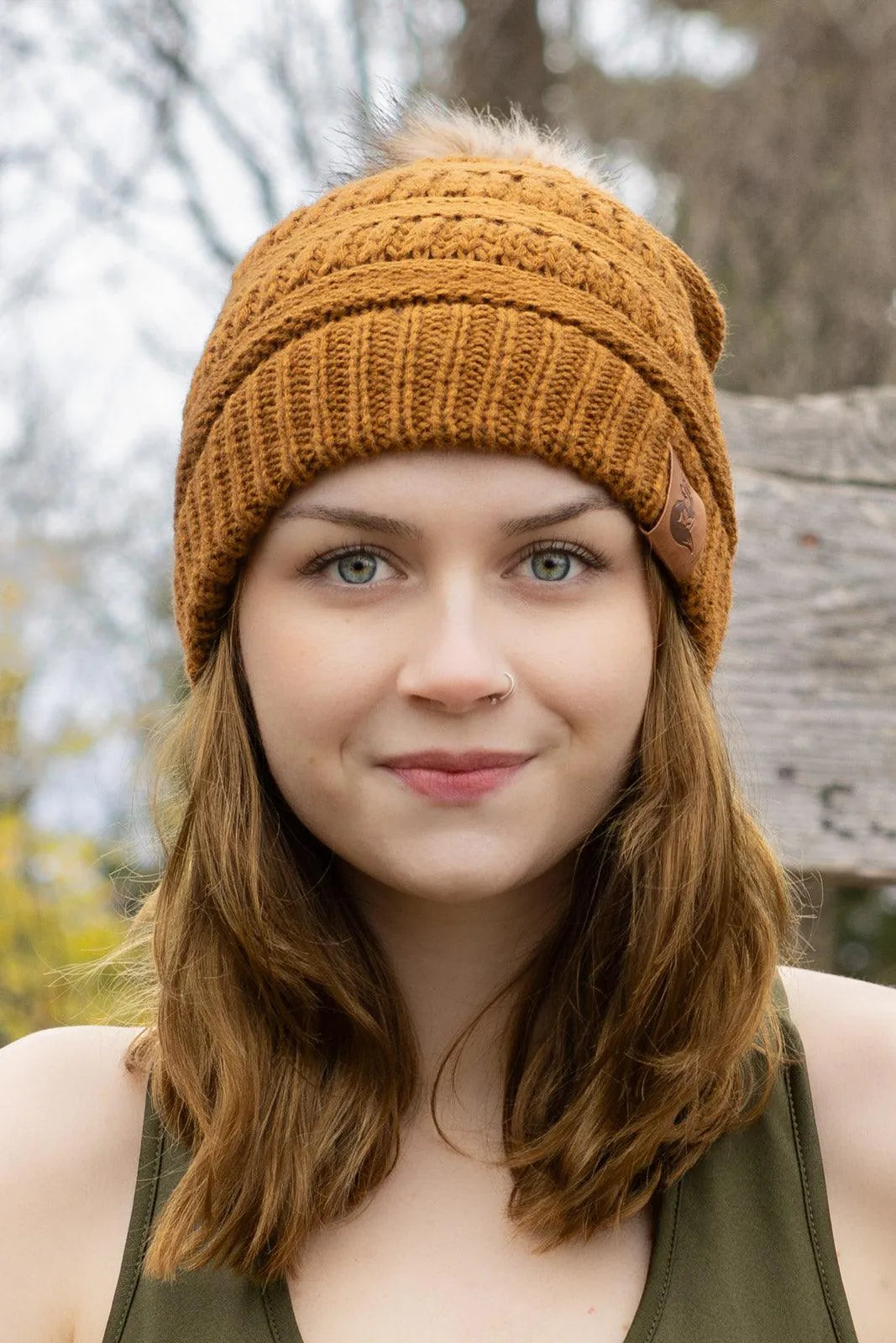 Sequoia Ribbed Knit Hat with Pom - Aria the Fox