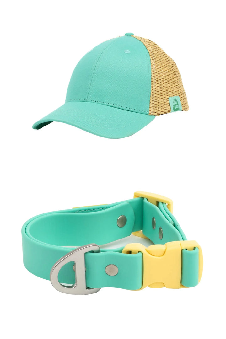 Baseball Cap with Raffia and Collar Matching Set