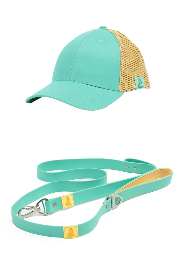 Baseball Cap with Raffia and Leash Matching Set