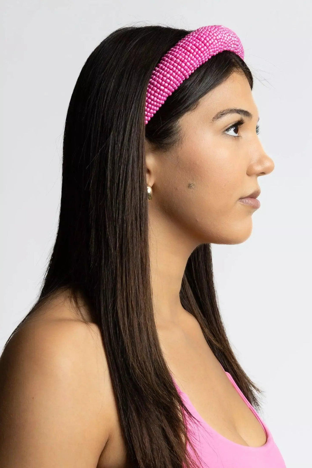 Pink Solid Beaded Headband Headband